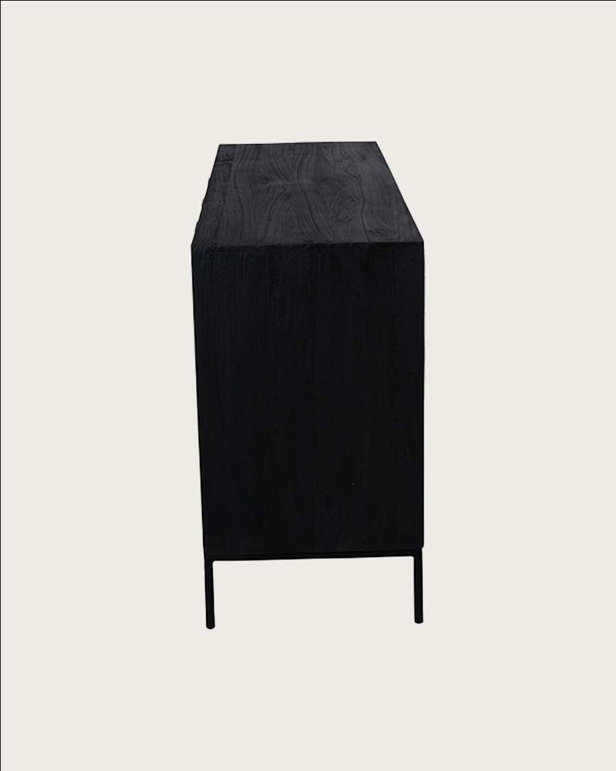 Indra - Laag dressoir van tweekleurig gerecycled teakhout, 160 cm