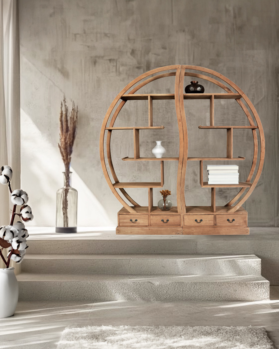 Yin Yang - Solid teak bookcase