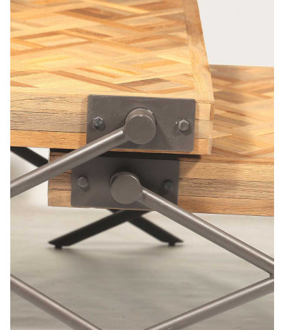 Loft - Square teak nesting coffee table with chevron pattern