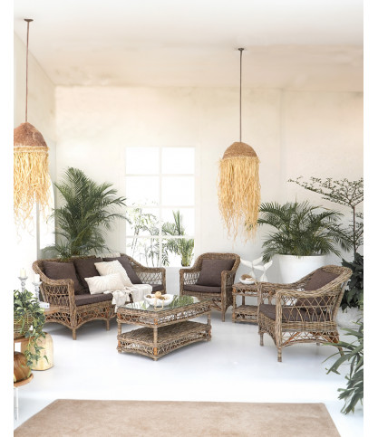 Asri - Conjunto de muebles de jardín de ratán 4 plazas Kubu