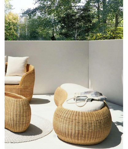 Banua - Set di mobili da giardino in rattan intrecciato a 5 posti
