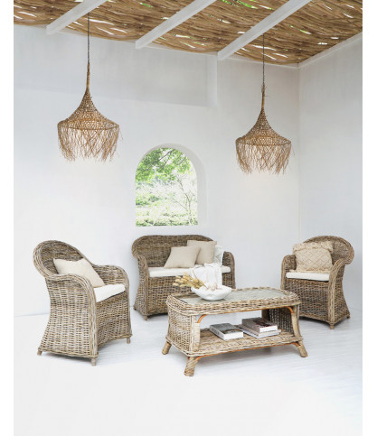 Taman - Gartenmöbel-Set Kubu aus grauem Naturrattan