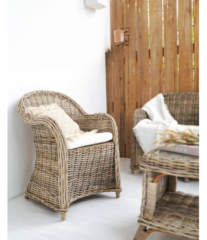 Taman - Set di mobili da giardino in rattan naturale grigio Kubu