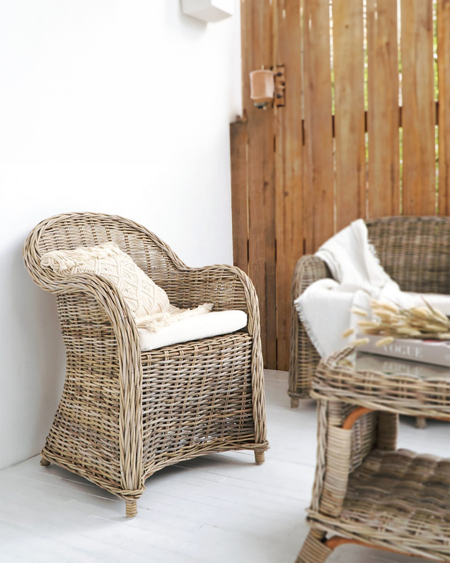 Taman - Set di mobili da giardino in rattan naturale grigio Kubu