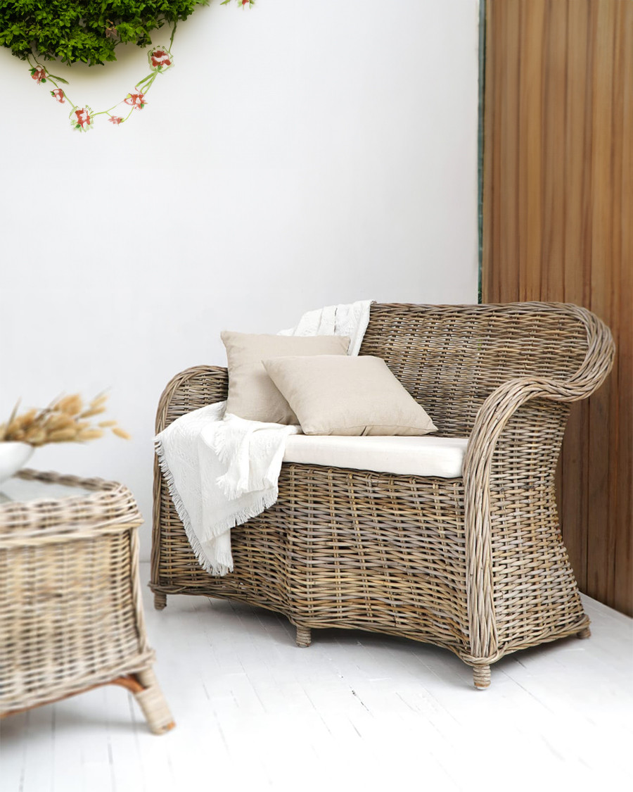 Taman - Gartenmöbel-Set Kubu aus grauem Naturrattan