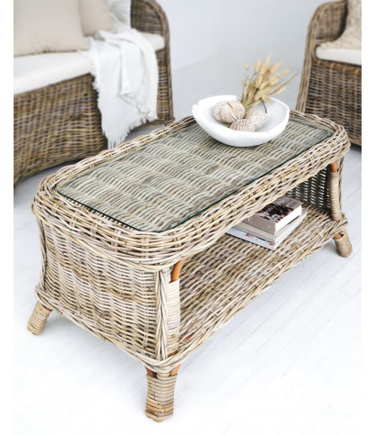Taman - Gartenmöbel-Set Kubu aus grauem Naturrattan