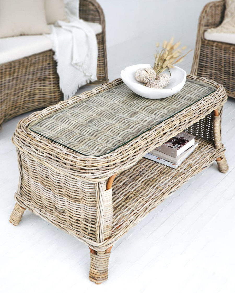 Taman - Gartenmöbel-Set Kubu aus grauem Naturrattan