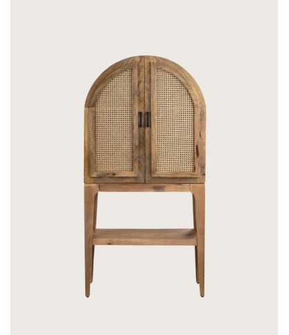 Wine cabinet - Mueble bar de madera maciza de mango con rejilla natural
