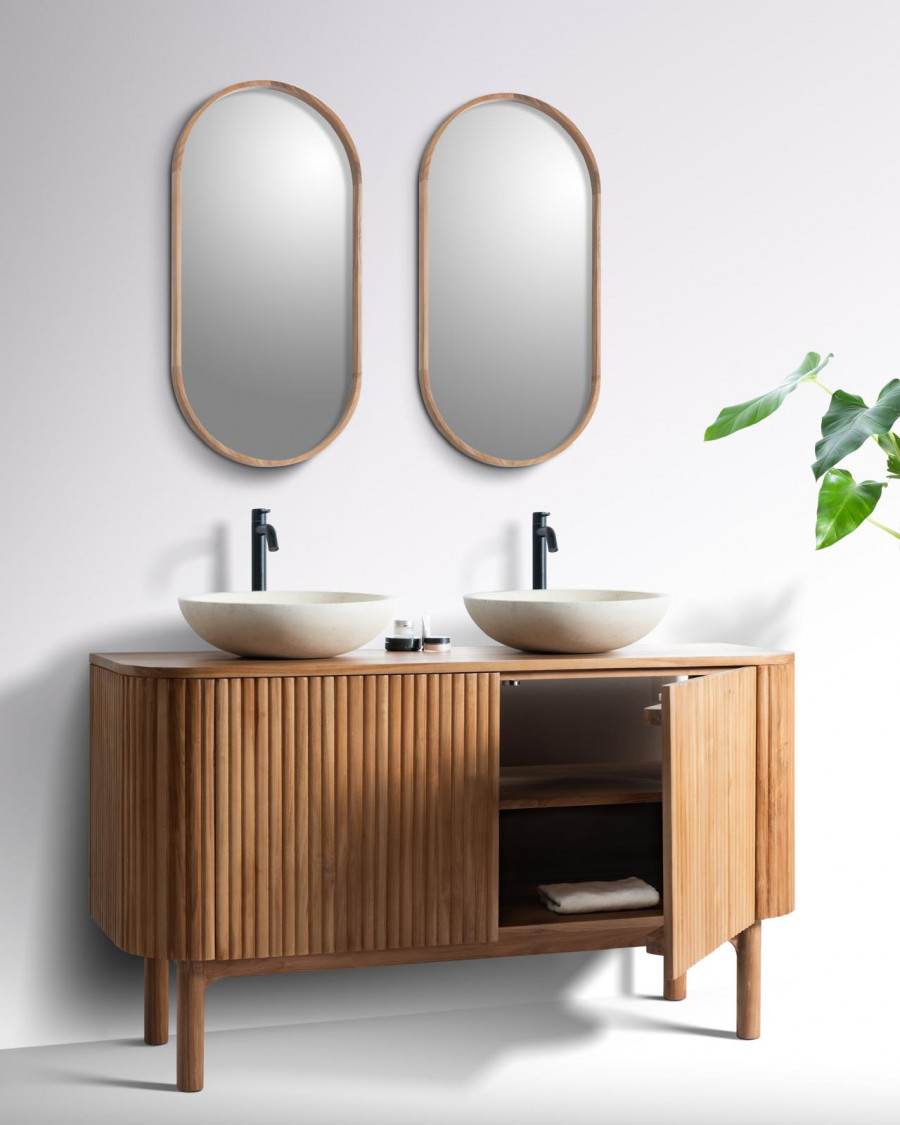 Orma - Armario de baño de madera de teca con 2 puertas