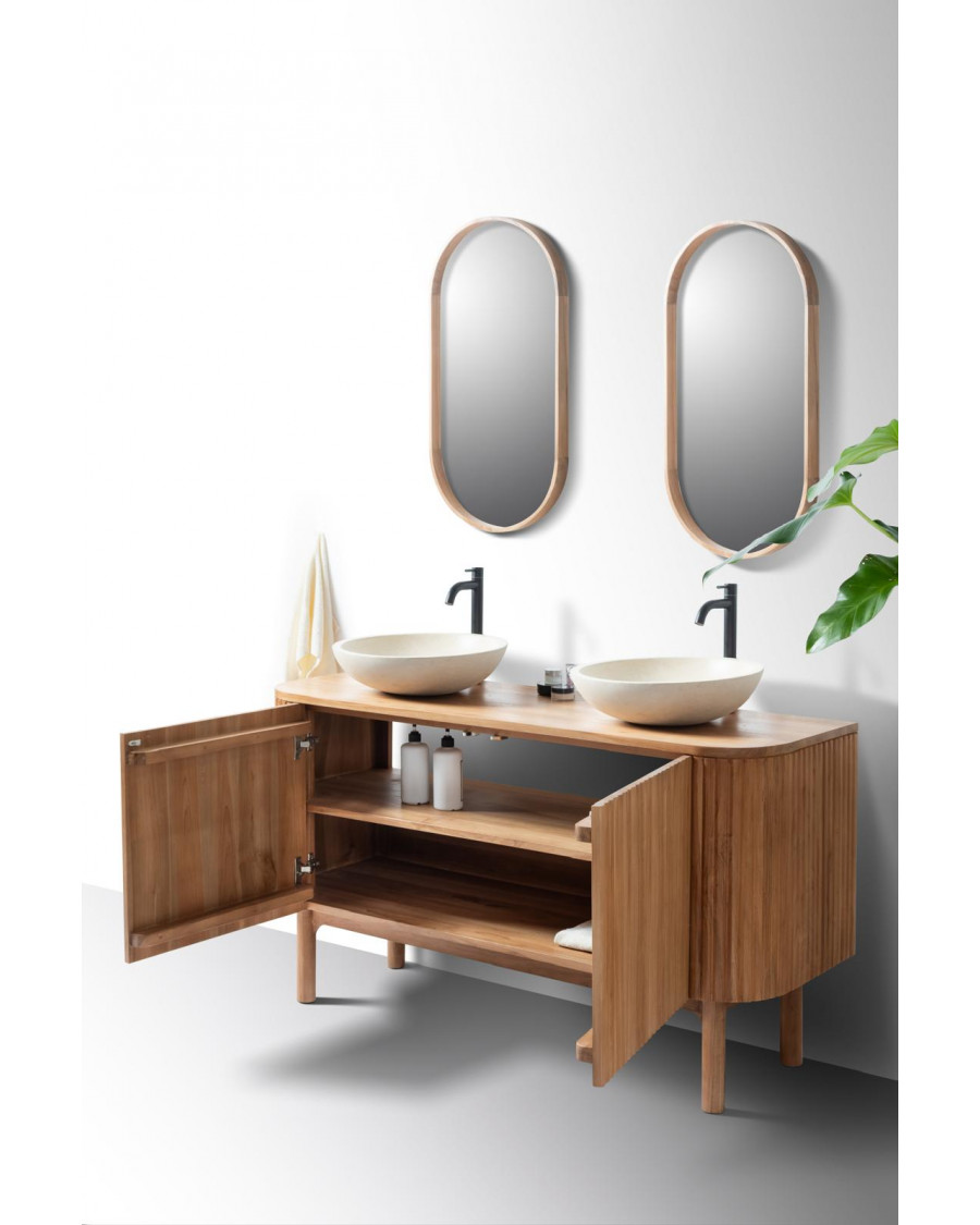 Orma - Mobiletto da bagno a 2 ante in legno di teak