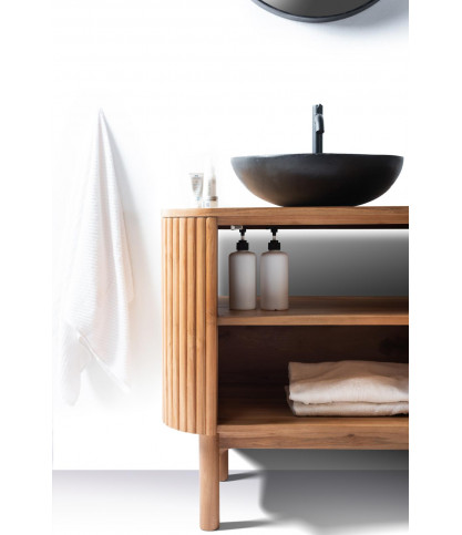 Orma - Mueble de baño pequeño de teca de 1 puerta