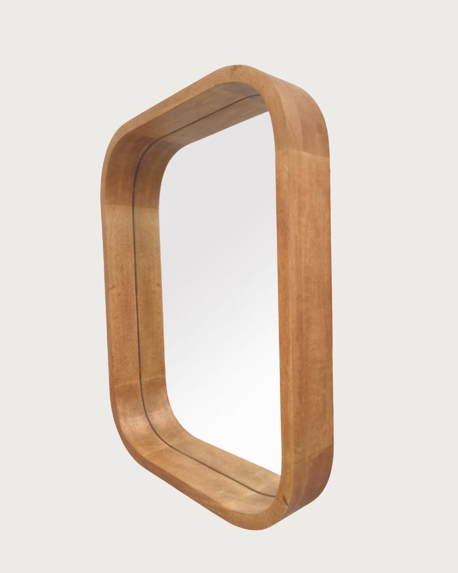 Ligno - Specchio da Parete per Bagno in Legno Massello di Mango