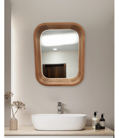 Ligno - Miroir mural salle de bain en bois massif de manguier