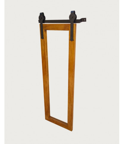 Zara - Espejo de pared rectangular de madera maciza y metal