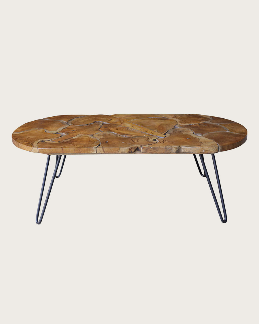 Carmen - Ovale teakhouten puzzel salontafel