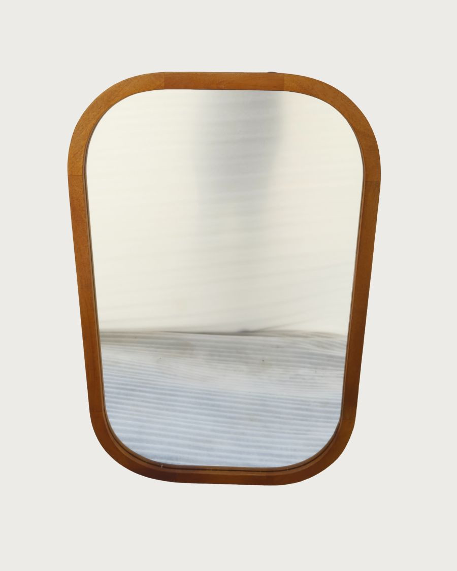 Niva - Rectangular mirror in solid mango wood for bathroom