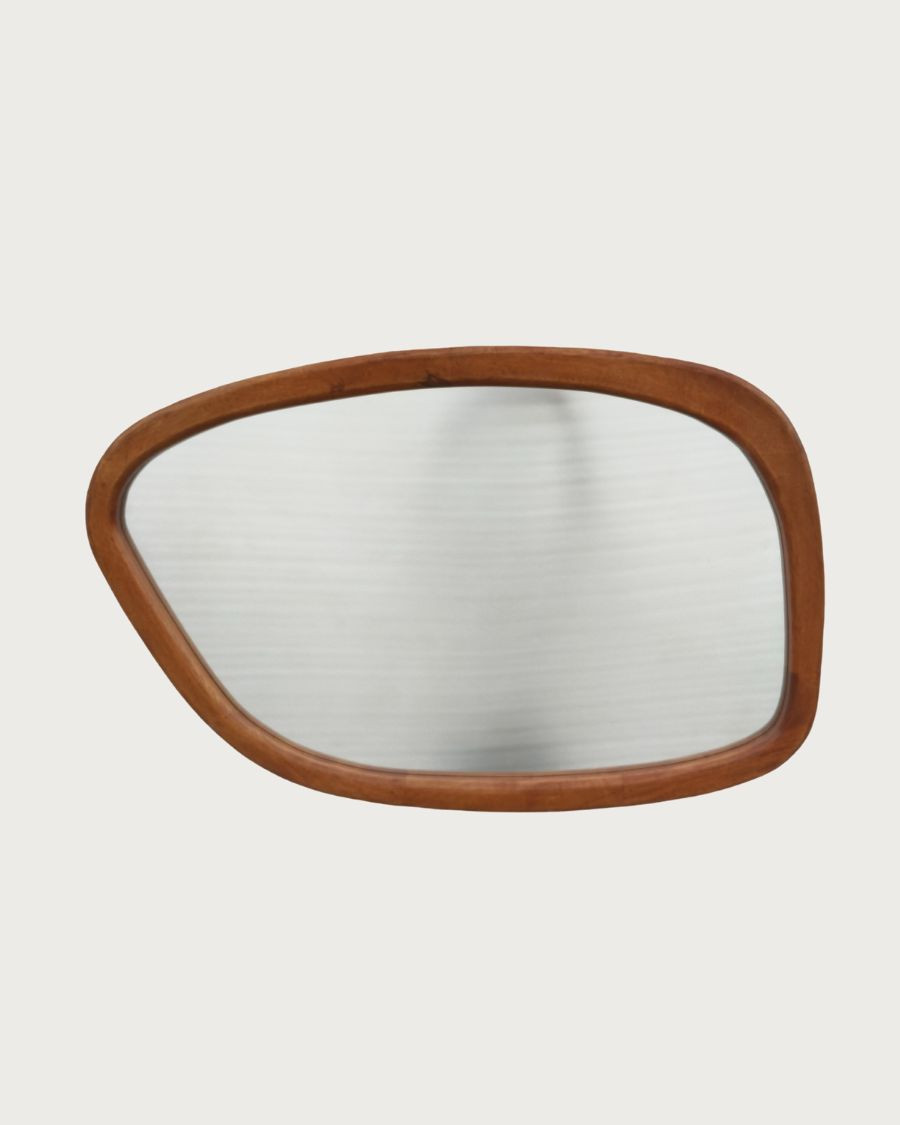 Quadra - Espejo orgánico en madera maciza de mango