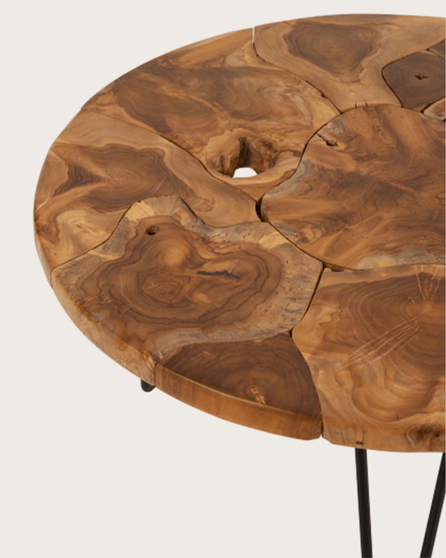 Carmen – Ovaler Teak-Puzzle-Couchtisch