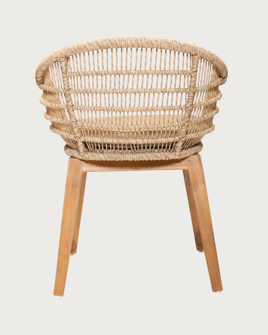 Maelie - Chaise en macizo de teca y cordón beige