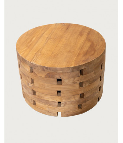 Brickle - Ronde salontafel van massief teakhout