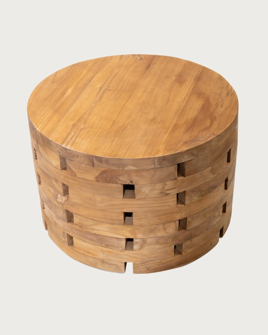 Brickle - Ronde salontafel van massief teakhout