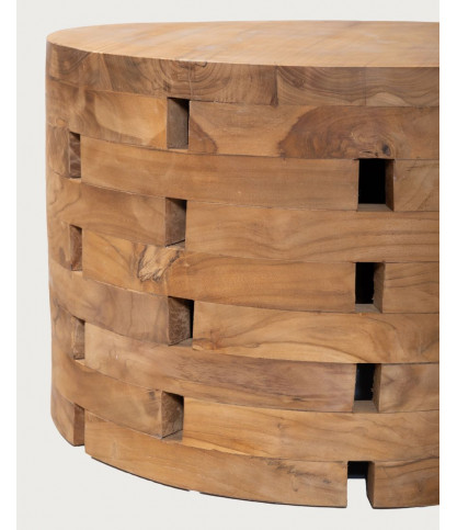 Brickle - Round coffee table in solid teak wood