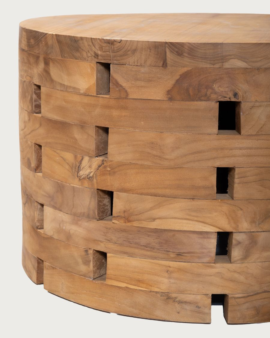 Brickle - Ronde salontafel van massief teakhout