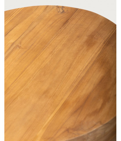 Brickle - Tavolino rotondo in legno massello di teak.