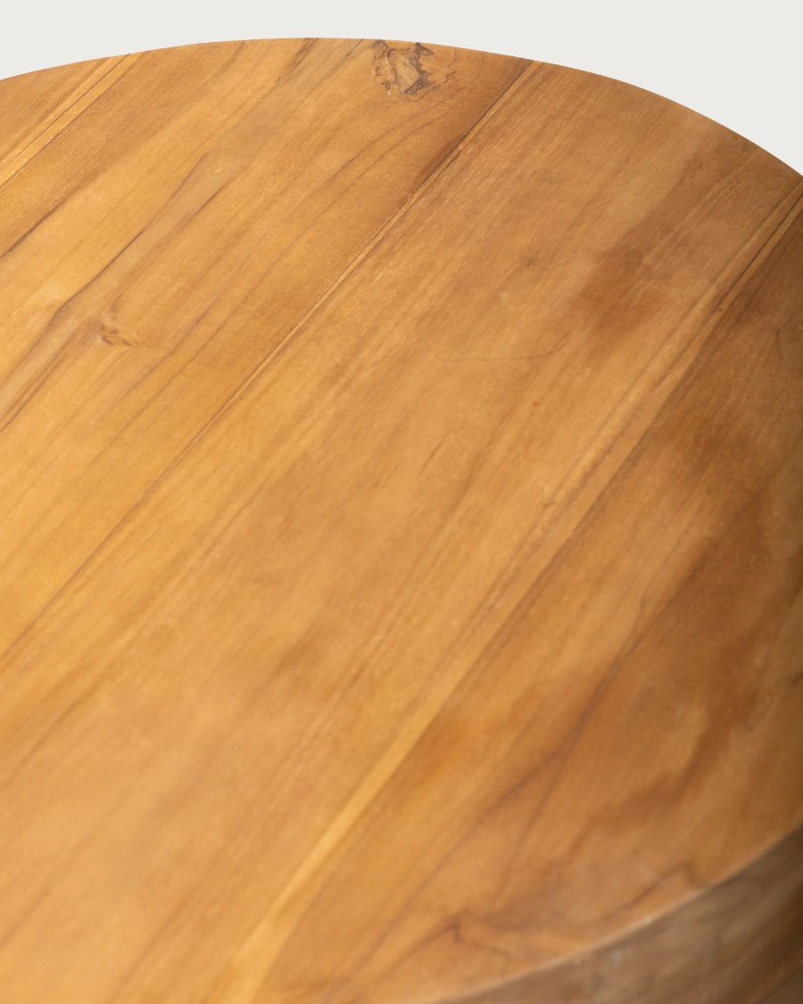 Brickle - Tavolino rotondo in legno massello di teak.