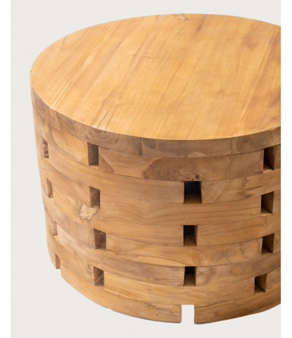 Brickle - Ronde salontafel van massief teakhout
