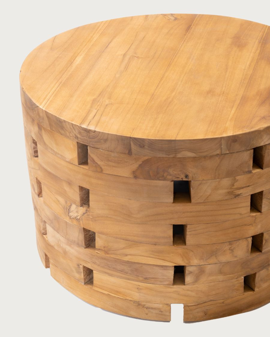 Brickle - Ronde salontafel van massief teakhout