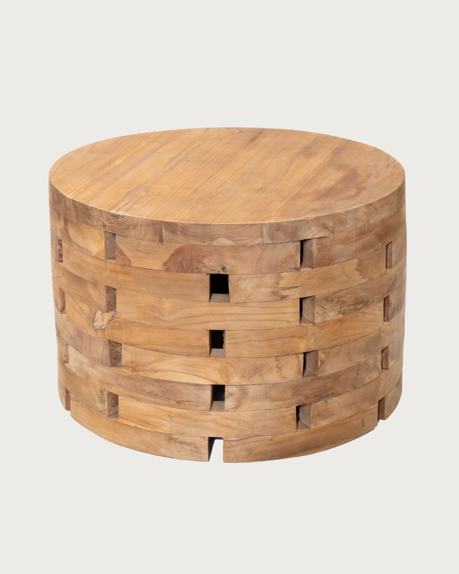 Brickle - Ronde salontafel van massief teakhout