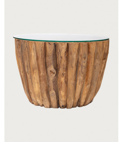 Woodle - Salontafel van massief hout met glazen blad