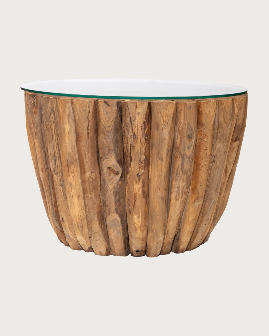 Woodle - Salontafel van massief hout met glazen blad