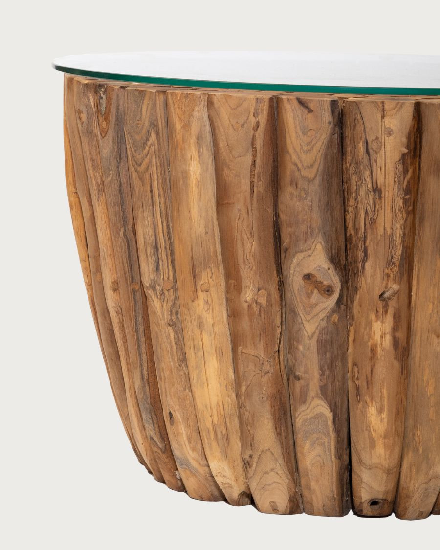 Woodle - Salontafel van massief hout met glazen blad
