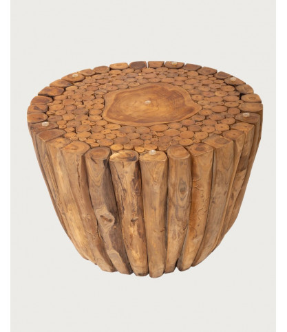Woddle - Mesa baja de madera maciza con tapa de cristal