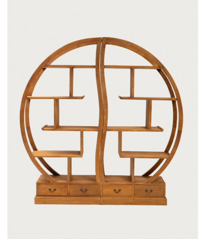 Yin Yang - Librería de madera maciza de teca