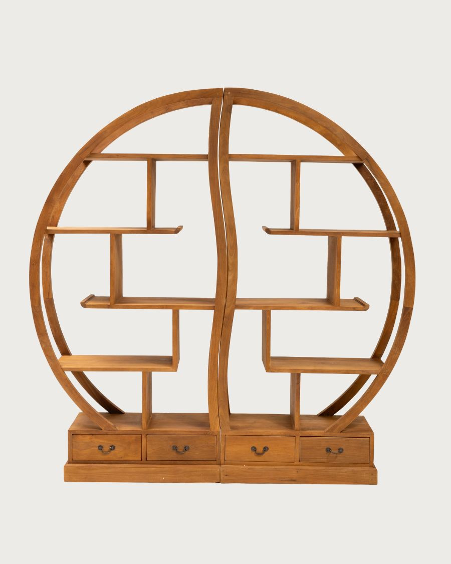 Yin Yang - Librería de madera maciza de teca