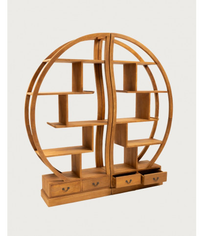 Yin Yang - Librería de madera maciza de teca