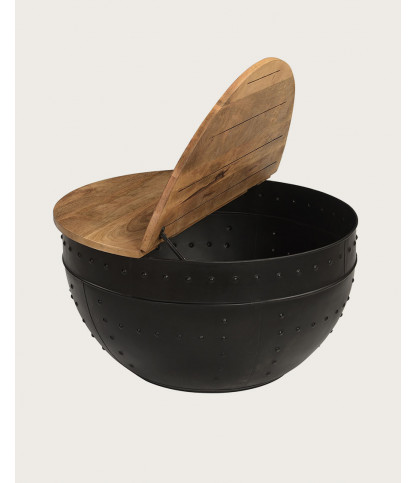 Lasco - Round metal and wood trunk coffee table