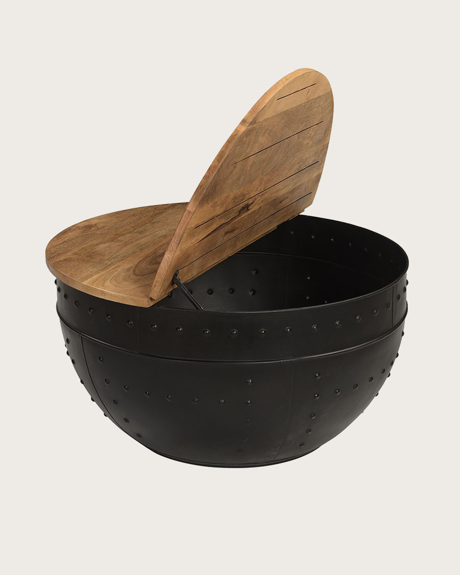Lasco - Ronde salontafel met opbergruimte van metaal en hout