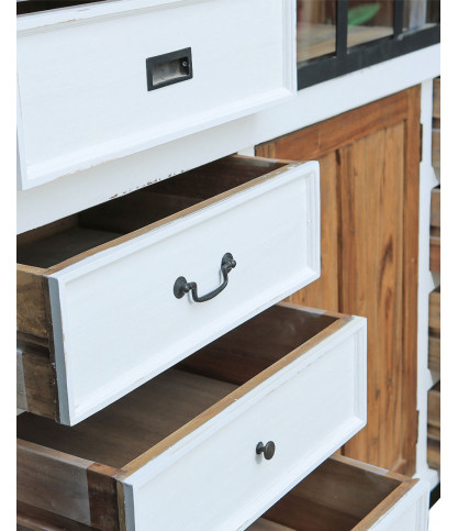 Niasha - Grande libreria in teak massello bianco