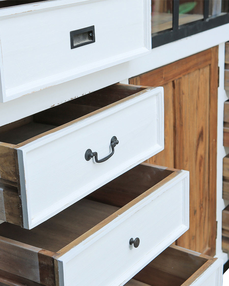 Niasha - Large white solid teak bookcase