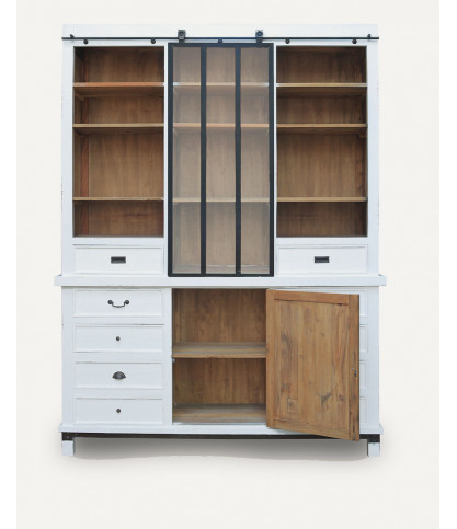 Niasha - Librería grande de teca maciza blanca