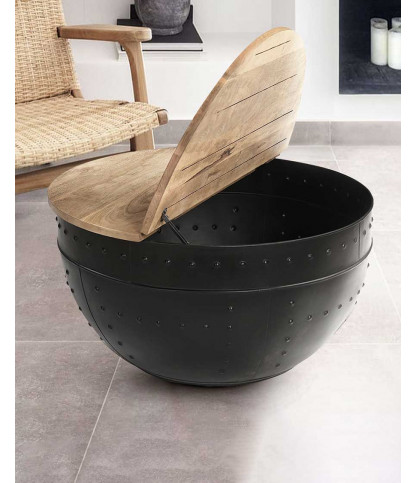 Lasco - Round metal and wood trunk coffee table