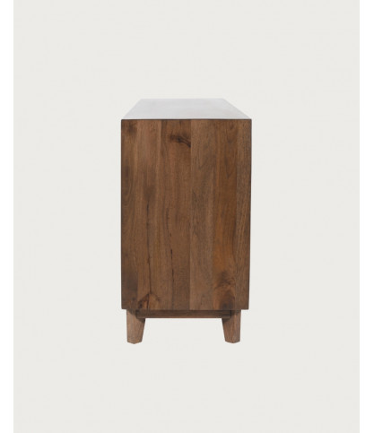 Argylle - Solid wood low sideboard with metal motif