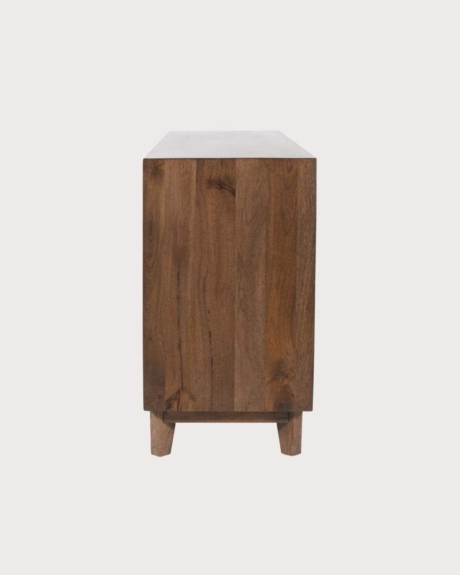 Argylle - Solid wood low sideboard with metal motif
