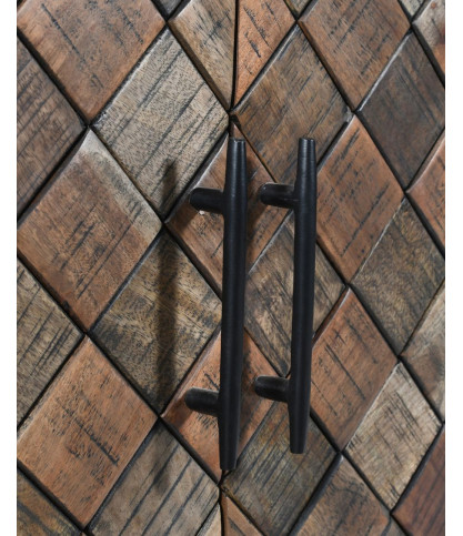 Argylle - Credenza bassa in legno massello con decorazione in metallo.