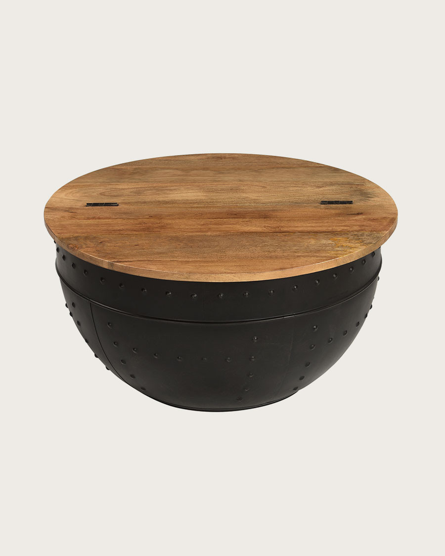 Lasco - Round metal and wood trunk coffee table