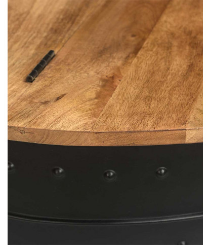 Lasco - Round metal and wood trunk coffee table
